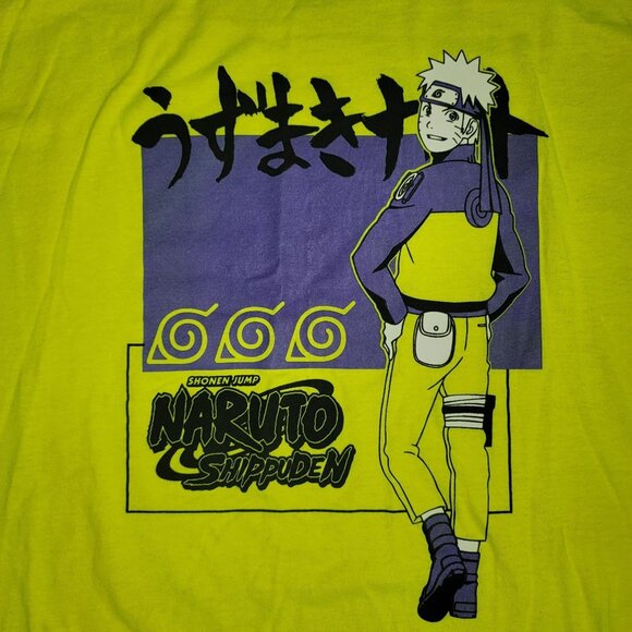 Naruto Shippuden T-Shirt Mens Size Large Ripple Junction Neon Yellow Tee - Picture 4 of 4